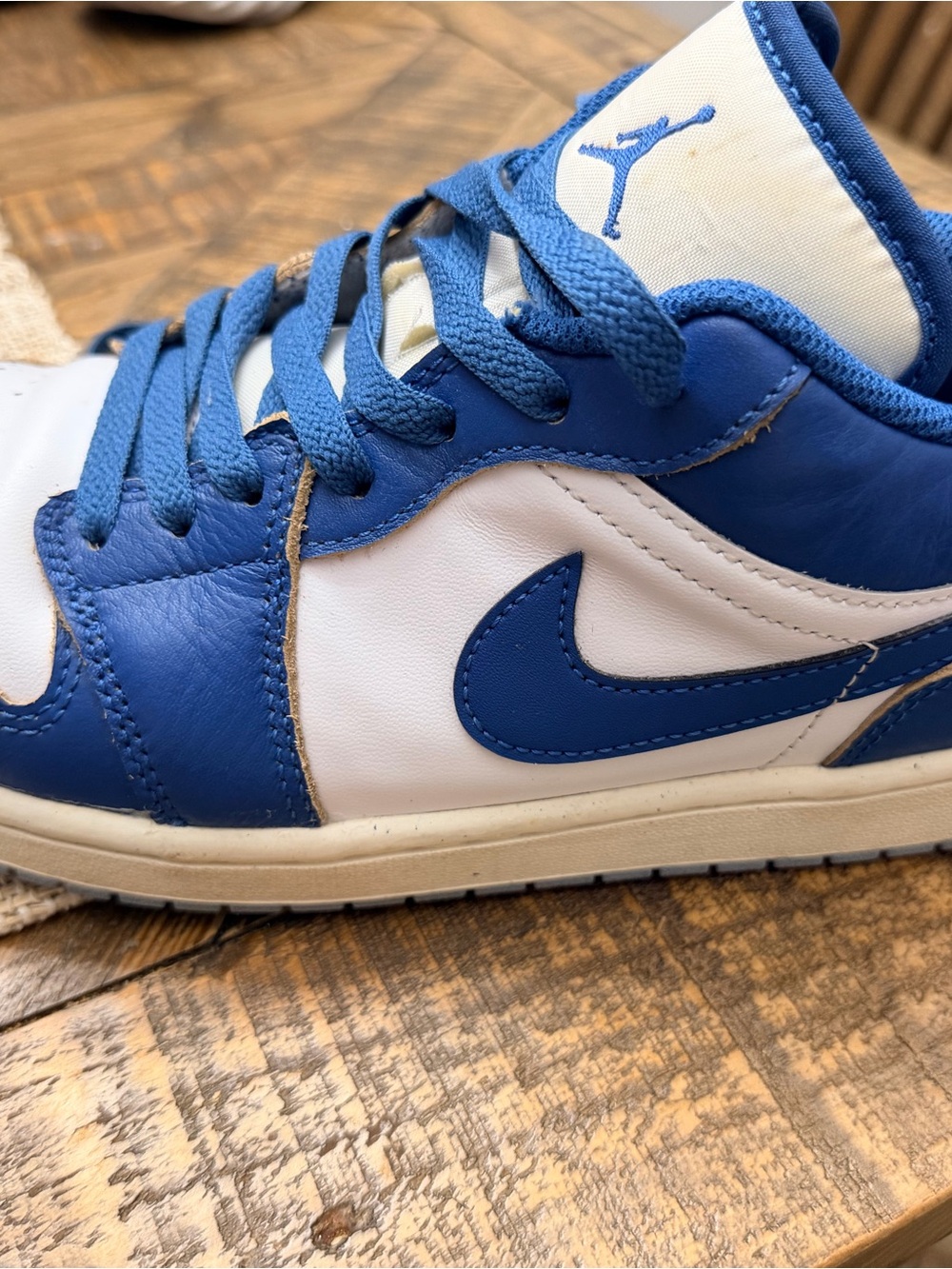 Jordan Kids White and Blue Low-Top Sneakers